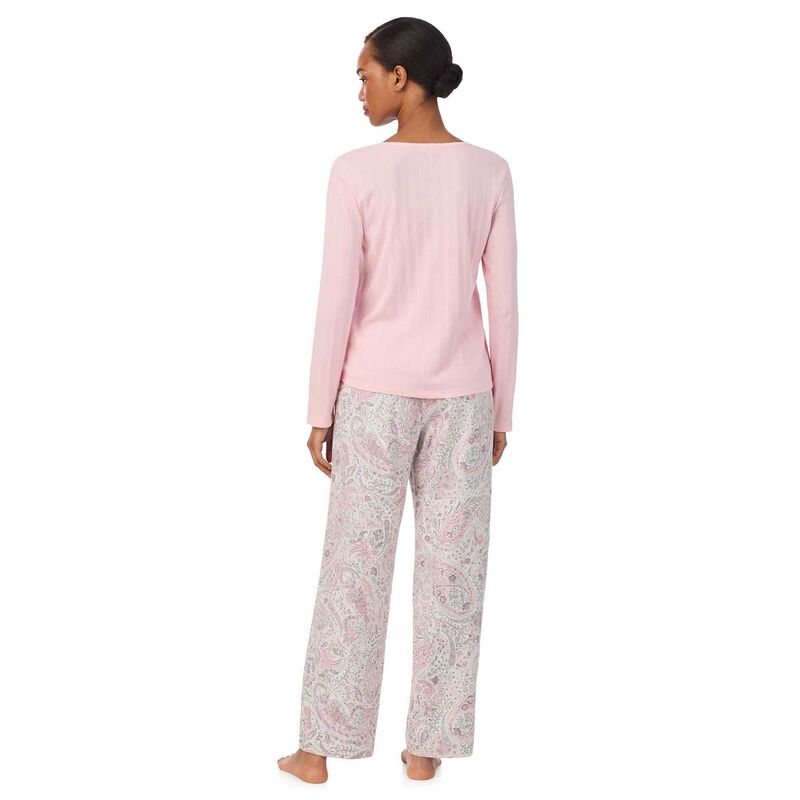 Lauren Ralph Lauren Drop Needle Top & Cotton Brushed Twill Pant Pajama Set image number 1